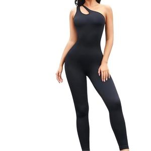 Black Ribbed Jumpsuit